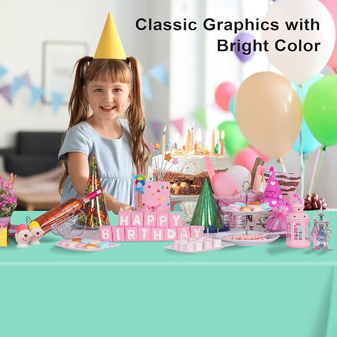6 Pack Light Aqua Tablecloth, Rectangular Plastic Table Cloths for Parties Disposable, 54x108 in Waterproof Tablecloth for Birthday Party Baby Shower Picnic Valentines
