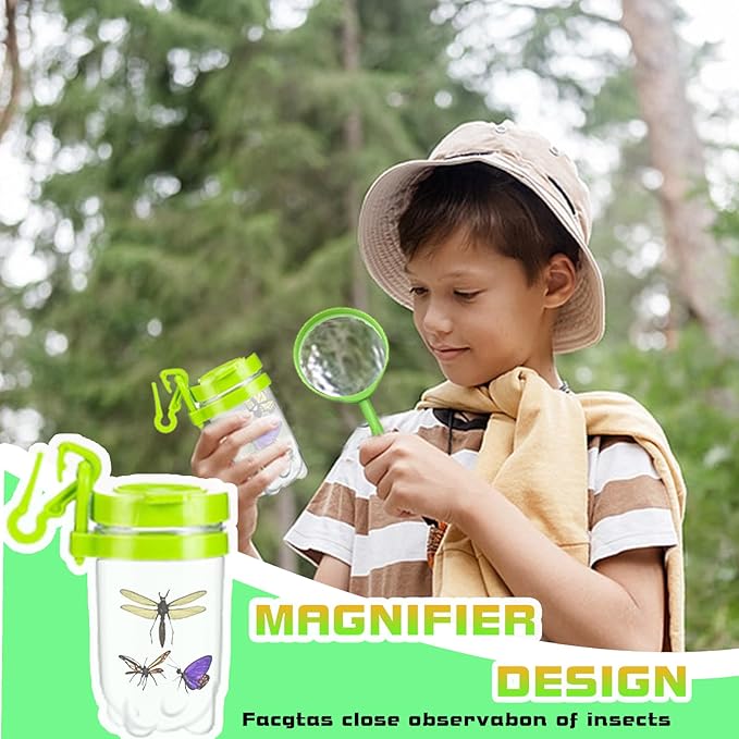 Bug Catcher for Kids - Outdoor Insect Catching Kit with Butterfly Net, Bug Box, and Storage Bag - Non-Toxic Educational Toys for Nature Exploration, for Boys & Girls Ages 3-12