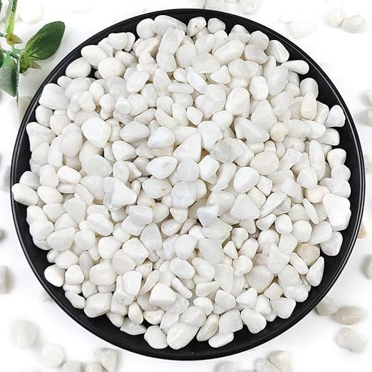 10LB Succulent and Cactus Gravel Pebbles, 3/8 Inch Natural Decorative Polished Stones, River Rocks for Plants, Vases, Aquariums, Terrarium and Outdoor Gardening, White