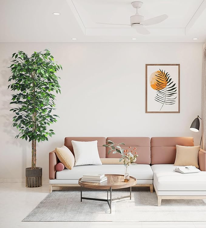 2Packs 6FT Artificial Ficus Tree,Fake Plants with Sturdy Plastic Nursery Pot,Faux Ficus Trees for Home Office Living Room Farmhouse Indoor Outdoor Decor Perfect Housewarming Gift (6FT-2Packs)