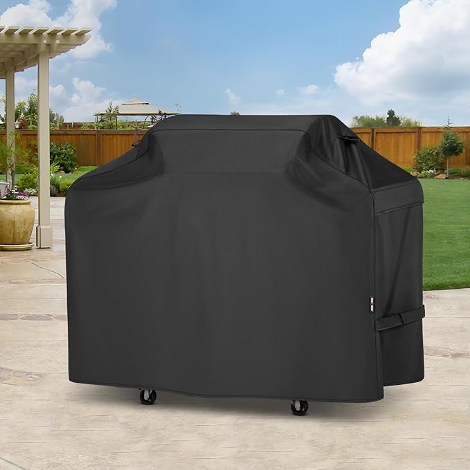 Unicook Grill Cover 65 Inch for Outdoor Grill, Heavy Duty Waterproof BBQ Cover with Side Handles and Air Vents, Weather Resistant, Compatible with Weber Charbroil Nexgrill Kenmore Gas BBQs, Black