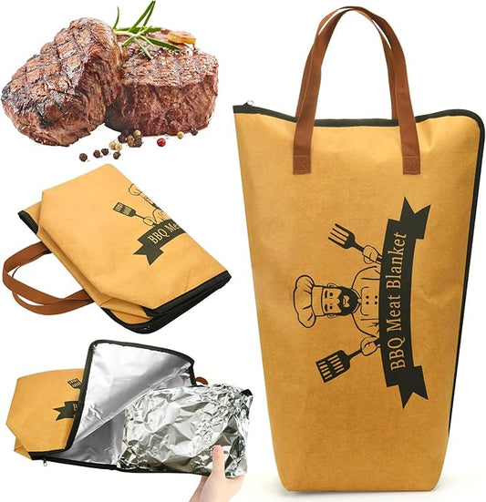 BBQ Blanket for Resting Meat Bag 21" Brisket Blanket Barbecue Tool Sets with Wide Mouth Large Beef Compatible Barbecue Smoker Accessories Grill Meat Insulated Reusable Resting Smoke Bag Cooking Gift