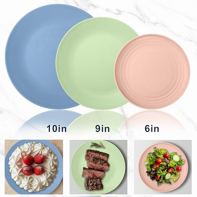 Wrova Wheat Straw Dinnerware Sets 40PCS, Unbreakable Plates and Bowls Sets Service for 8, Microwave and Dishwasher Safe Dish Set, Dinning Plates/Cereal Bowls/Drinking Cups for Kitchen,Camping-Nordic