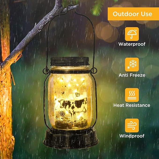 kyoryuger Cow Gifts for Women/Men Cow Lovers Solar Lantern Mom Birthday, Mothers Day, Solar Garden Decoration Outside for Yard, Patio,Backyard,Porch, Torches