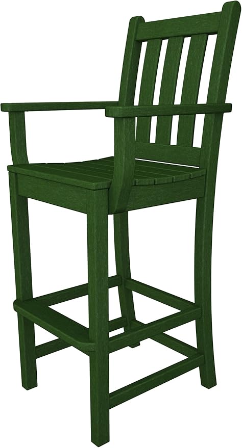 POLYWOOD® Traditional Garden Bar Chair, Green