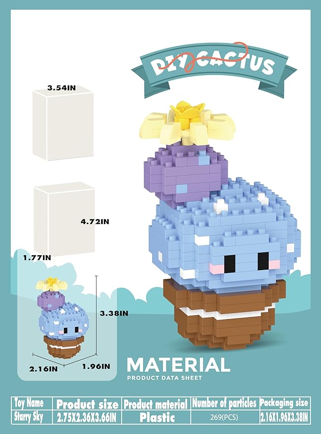 Starry Sky Mini Cute Cactus Succulent Plants Bonsai Building Toy Potted Plant Blocks Particle Flower Botanical