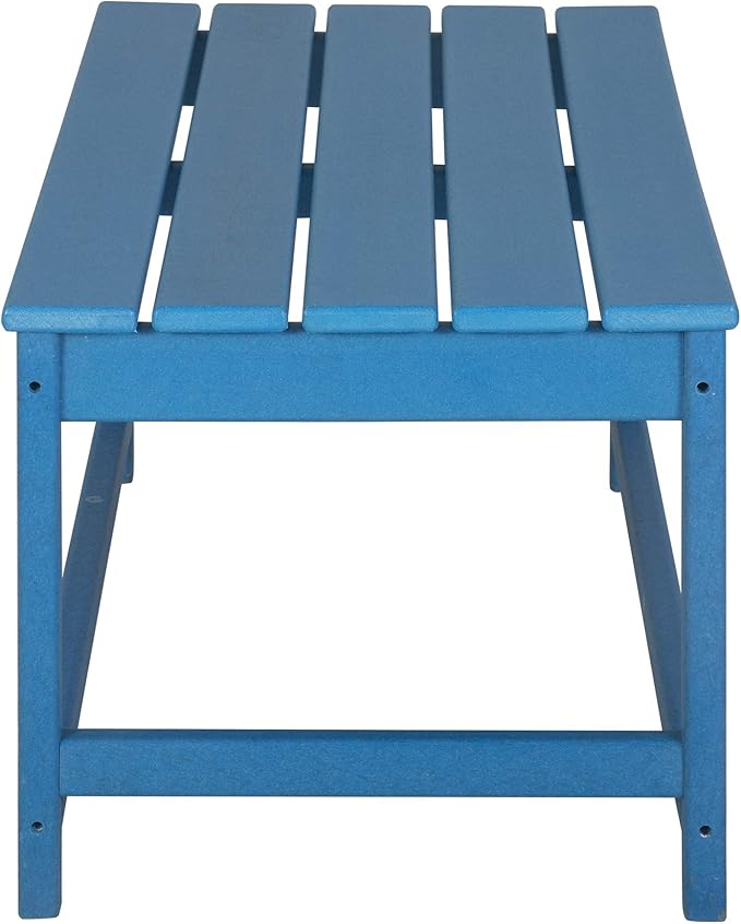 WO Home Furniture Adirondack Chairs Table Set of 3 PCS Outdoor Folding Chairs Coffee Table Weather/UV Resistant for Lawn, Garden, Bon Fire, Balcony (Pacific Blue)