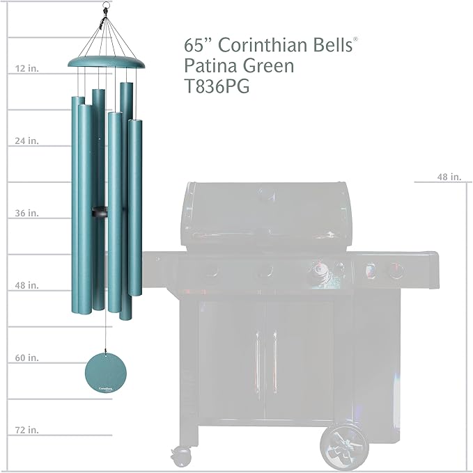Corinthian Bells by Wind River - 65 inch Patina Green Wind Chime for Patio, Backyard, Garden, and Outdoor décor (Aluminum Chime) Made in The USA