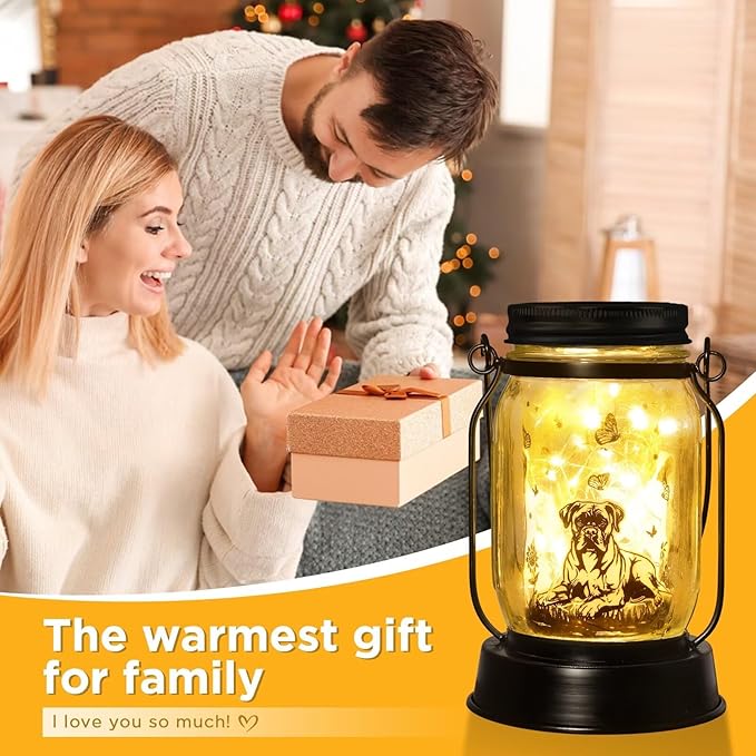 kyoryuger Boxer Dog Gifts for Women/Men Boxer Dog Lovers Solar Lantern Mom Birthday, Mothers Day, Solar Garden Decoration Outside for Yard, Patio,Backyard,Porch, Torches