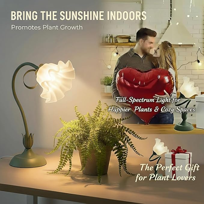 Table Top Grow Light for Indoor Plants – Decorative Desk Plant Light for Succulents Bonsai Cactus, Adjustable Desktop Grow Lights with Base, Cute Office Mini Grow Lamp