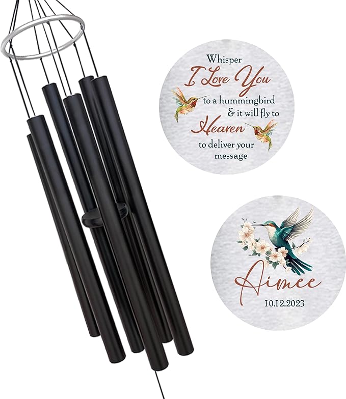Personalized 36" Bereavement Wind Chimes for Outside, Memorial Gift in Remembrance of a Loved One, Sympathy Gift for Loss of Mother Father Husband, Garden Patio Decor