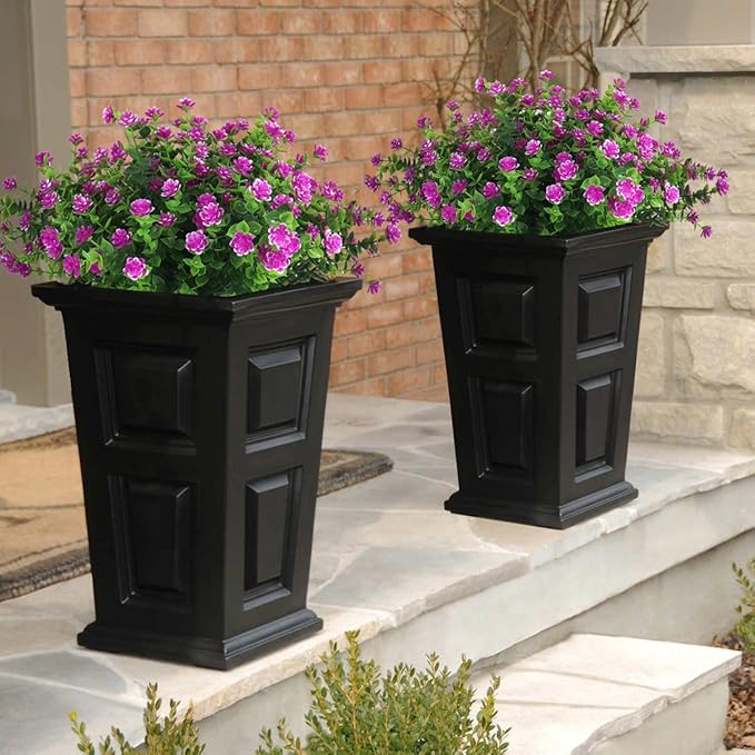 RECUTMS 8 Bundles Artificial Flowers Outdoor UV Resistant Plants Fake Greenery Foliage Shrubs for Indoor Outside Hanging Plants No Fade Faux Plastic Plants Garden Porch Window Box Décor (Fuchsia)