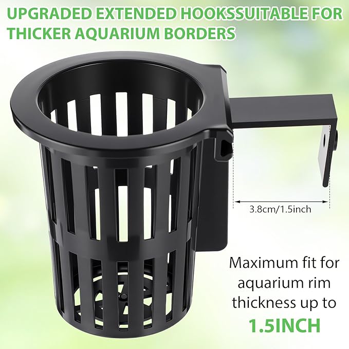 Baderke 8 Pack Aquarium Plant Holder Hanging Aquarium Planter Cup with Extension Hooks for Fish Tank Aquatic Plants Decorations