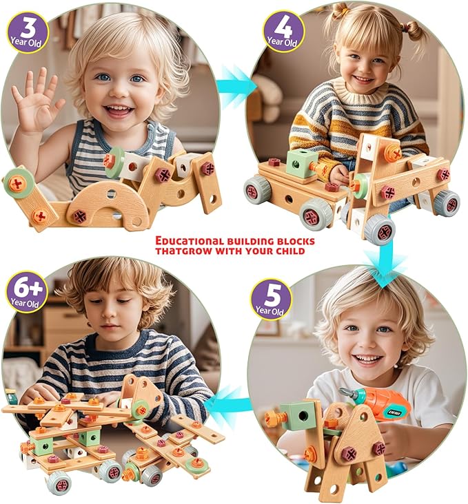 Kids Tool Set with Drill, 148 PCS STEM Building Tools with Storage Box Plastic Todder Tool Set for Boys and Girls Age 3 4 5 6 7 8 Years