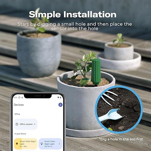 THIRDREALITY Smart Soil Moisture Sensor 2Pack,Zigbee hub Needed,Capacitive Probe,Moisture/Temperature Meter for Garden Planting,Compatible with Homey,Hubitat, SmartThings,Home Assistant