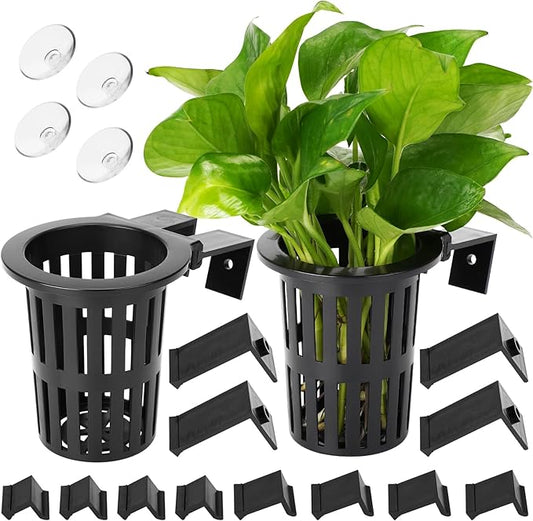 2025 New Upgraded Large Aquarium Plant Holder with 1.57-inch Extension Hooks and Suction Cups for Fish Tank Aquaponic Plant Cultivation and Aquascape Accessories Decorations (2 PCS)