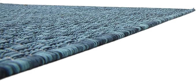 Unique Loom Collection Casual Transitional Solid Heathered Indoor/Outdoor Flatweave Area Rug (4' 1" x 6' 1" Rectangle, Teal/Navy Blue)