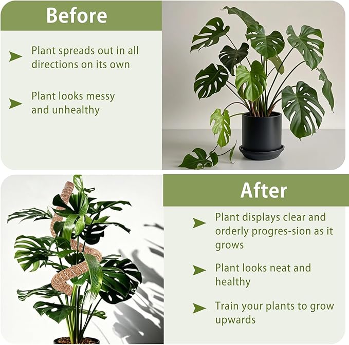 3 Pack Moss Pole, 28" 48" 63" Monstera Plant Support for Climbing Indoor Plants, Bendable Coco Coir Plant Support Stakes for Potted Plants, Pothos, Philodendron