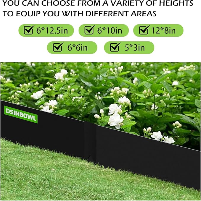 Landscape Edging Kit, 6PCS 40" L x 10" H (20ft Total) Galvanized Steel Landscape Lawn Edging Powder for Lawn Yard, Coated Bendable Metal Strips, No-Dig Hammer-in Edging Border w/7Clips