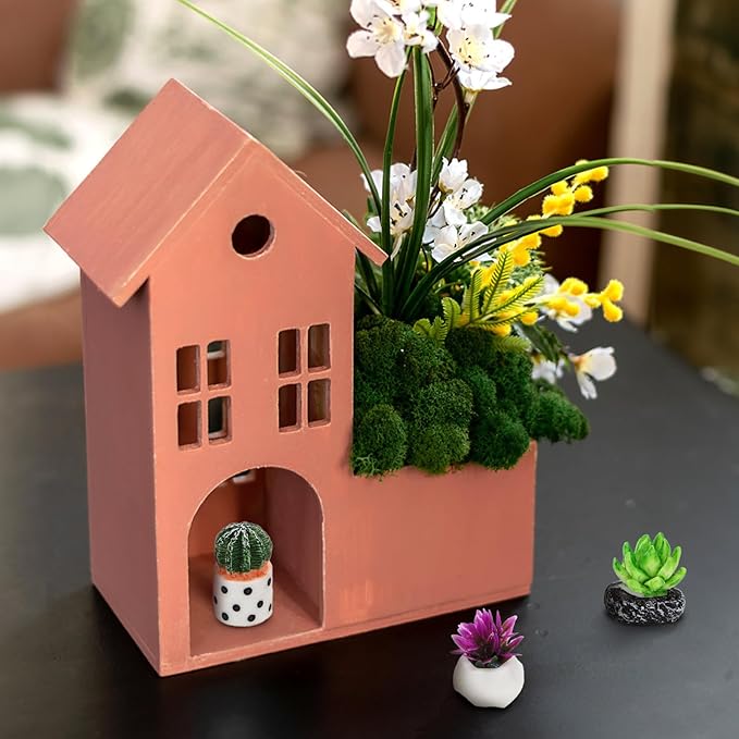 31 PCS Miniature Potted Plants, Vivid Mini Artificial Bonsai Plants, 1:12 Resin Tiny Dollhouse Flowerpot Decor, Realistic Fake Greenery Ornament, Cute Succulent Planter Models for DIY Crafts