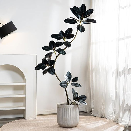 6.6ft Artificial Rubber Tree Faux Plants Indoor Faux Floor Artificial Trees Indoor,Fake Plant Fake Tropical Plants,Large Floor,Real Touch Rubber Tree for Home Decor
