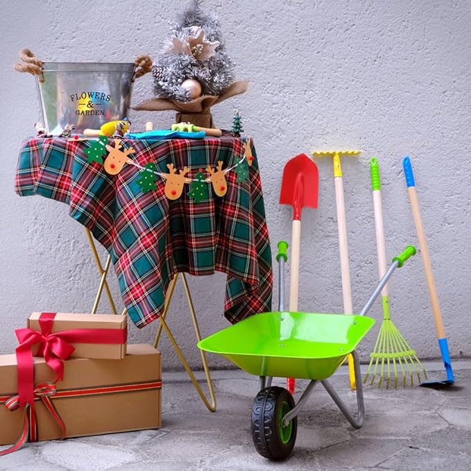 8PCS Kids Rake and Shovel Set, Yard Toys for Kids Ages 3-11, Include Colorful Long Rake, Shovel, Hoe, Leaf Rake, Garden Gifts for Children Outdoor Play