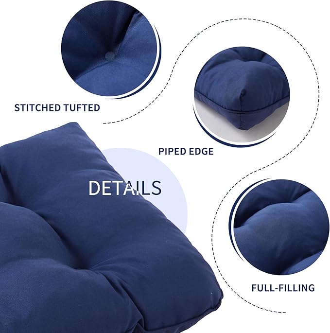 Outdoor Bench Cushion, 59x18x5 Inch, Waterproof Bench Cushion for Outdoor/Indoor Furniture, Tufted Patio Bench Seat Cushion, Fade Resistant Outdoor Cushions for Porch Swing Couch, Navy Blue