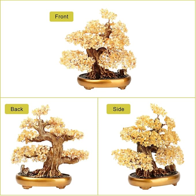 Natural Tree of Life (1,251 Gemone unt) Cryal Tree with Healing Properties - Bonsai Feng Shui Money Tree for Healing and Luck (Citrine),One Size