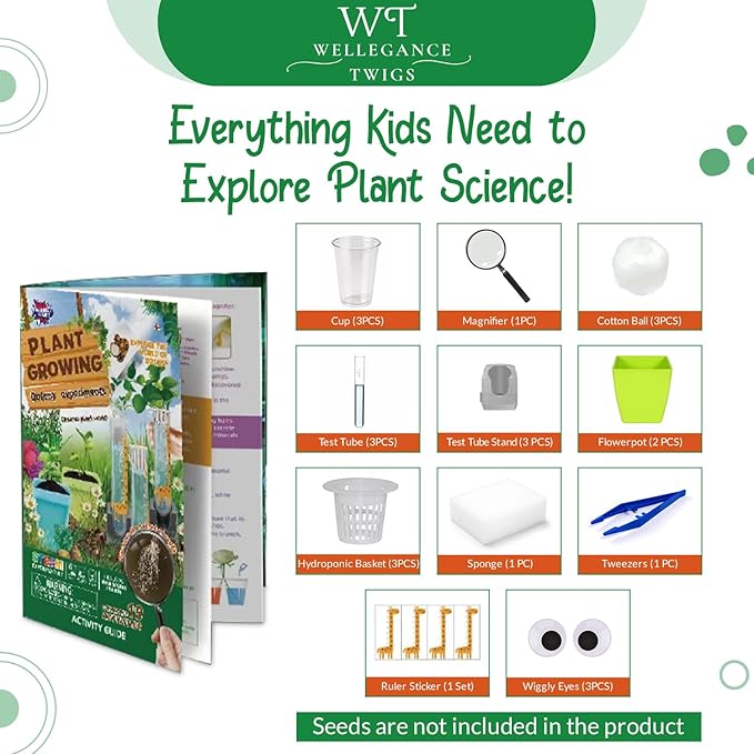 STEM Plant Growing Kit for Kids Ages 8–12 | 19 Hands-On Science Experiments | Learn Transpiration, Hydroponics & More | Grow with Seeds from Your Kitchen | Perfect for School & Home Projects