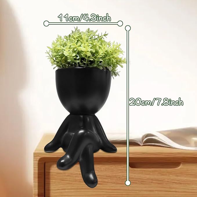 Zerzsy Small Fake Plants with Human-Shaped Pots Office Decor for Women and Men, Cute Faux Plants Indoor for Office or Home Decoration- Set of 1