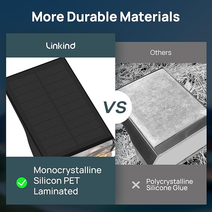 Linkind Solar Lights Outdoor Waterproof IP67, StarRay Dusk-to-Dawn Outdoor Solar Lights, 3 Lighting Modes Solar Spot Lights Outdoor for Garden, Yard, Landscape (Daylight, 4 Pack)