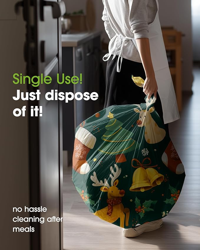 Pureegg Plastic Table Cloth Disposable 8 Pack, 54 x 108 Inch Rectangle Tablecloths, Sturdy Leakproof Plastic Covers for Party, Picnic, Wedding, Winter & Xmas Decoration, Christmas Green