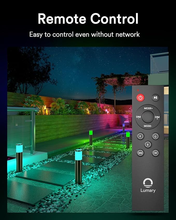 Lumary 6 Pack Smart Pathway Lights 2100LM, RGBAI/Cool/Warm White, Aluminum Wired Landscape Lighting IP65 Waterproof Works with Wi-Fi APP/Voice/Remote Control for Outdoor Yard, Garden, Walkway