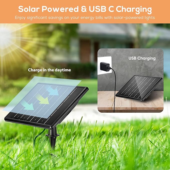 ZYAN Solar Powered Landscape Spotlights, Green Cord Solar Spot Lights Outdoor Auto On/Off, Waterproof Landscape Lighting for Yard, Garden, Lawn, Plant, Tree, Wall, Fence (Warm-White, 4 Pack) (8 Pack)