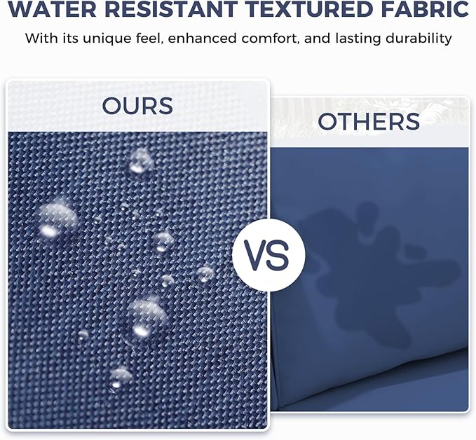 Grand patio 5-Piece Wicker Patio Furniture Set, Retro Outdoor Sectional Sofa with Water Resistant Blue Thick Cushions Coffee Table, Brown