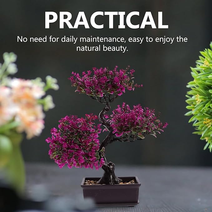 Cabilock Artificial Bonsai Tree, Small Fake Potted Bonsai Plants Decoration, Simulation Faux Greenery Plants Decor, Desktop Realistic Welcoming Pine Ornament for Home Office Entryway Chests Decor