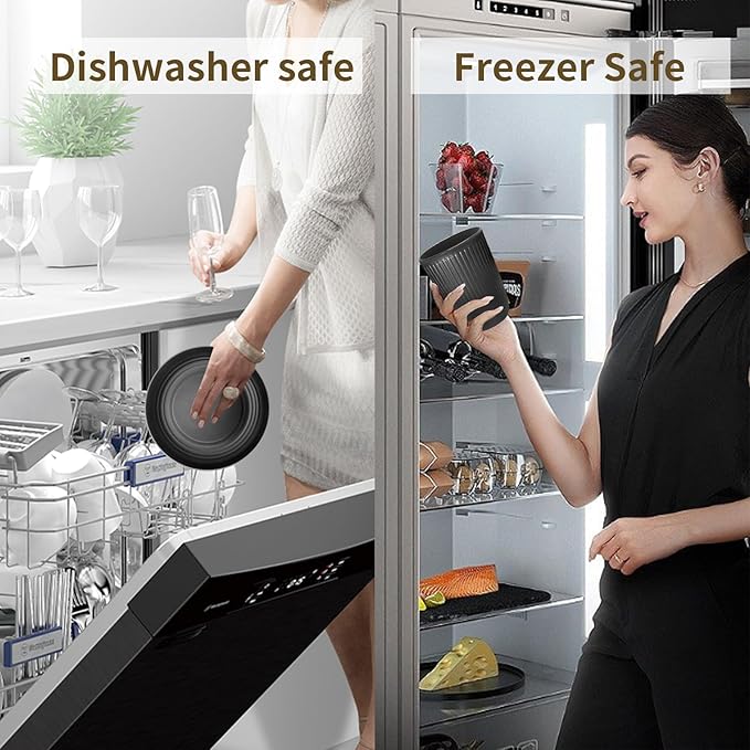 Wheat Straw Dishes Set for 4, Dinnerware Sets 16 piece, Unbreakable Plates, Bowls, Cups Sets for Kitchen Parties Camping RV - Grey