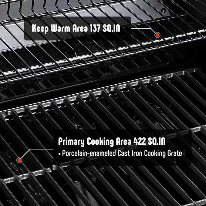 All Stainless Steel 4+1 Burner Gas BBQ Grill, Outdoor Propane Grill with Premium Enameled Coated Chamber Body & Porcelain-Enameled Cast lron Grates, 48,000 BTU