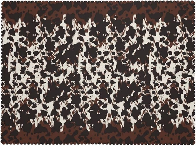 Cow Fur Table Cloth for Rectangle Dining Tables, Reusable Beige Brown Cowhide Tablecloths Decoration Western Farm Animal Fur Cow Skin Brown Table Cover for Kitchen,Holiday,Party, 54x72 Inch