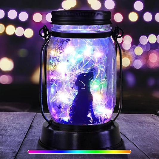 kyoryuger Dog Solar Colorful Lanterns Dog Lover Gifts for Women Men Dog Lovers Gifts Hanging Dog Lanterns with Stake for Yard Lawn Garden Decor Waterproof Dog Lights Torches