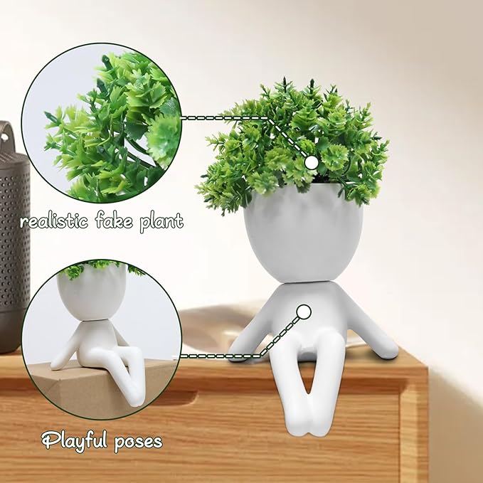Zerzsy Fake Plant Room Decor - Funny Desk Decorations for Women - Cute Decoration for Work Office Plants for Desk Succulent for Women Office - Set of 1