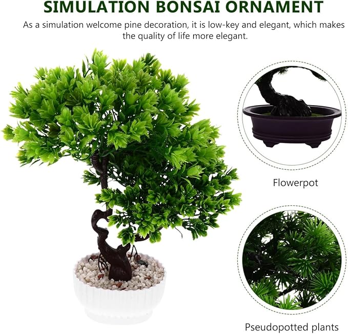 PRETYZOOM Realistic Artificial Potted Pine Bonsai Tree Fake Bonsai Plant for Room Dec