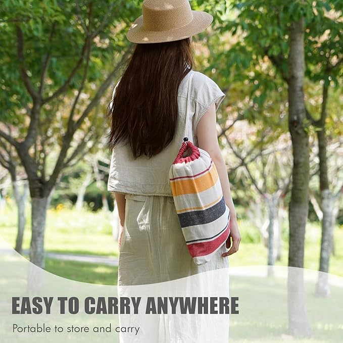 HappyPicnic Double Hammock with 9.8FT2 Rope, Portable 2 Persons Hammock with Carrying Bag- Patio Hammocks Hanging Camping Bed for Patio, Backyard, Porch, Outdoor and Indoor Use