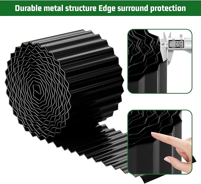 SnugNiture Corrugated Metal Garden Edging,6" x 20' Sturdy Lawn Edging Border,Landscape Edging Border for Lawn, Flower Bed,Garden and Yard