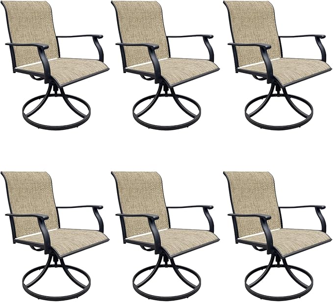 Patio Swivel Chairs Set of 6, Outdoor Dining Chairs with High Back, All-Weather Swivel Rocker Chair 400lb Weight Capacity, Outdoor Furniture for Backyard, Deck, Lawn, Porch or Garden