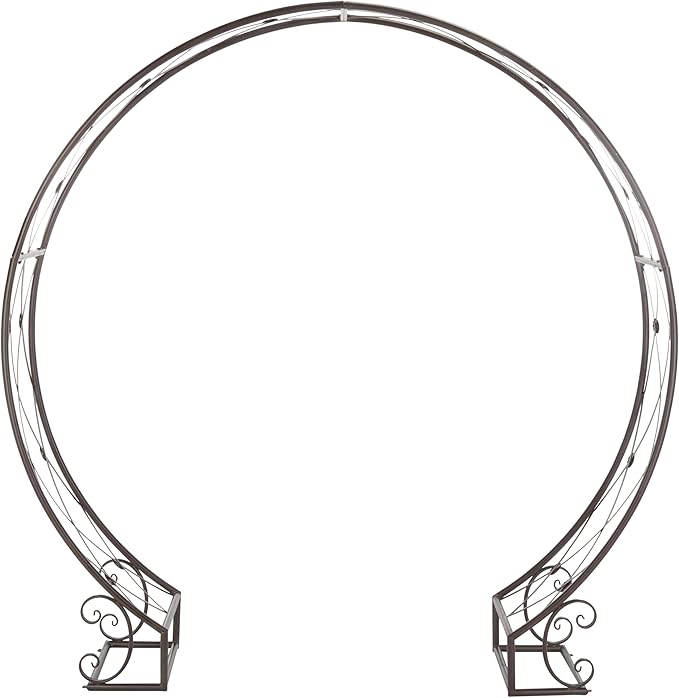 SAFAVIEH Outdoor Collection Mizell Rustic Brown Lattice Wrought Iron Moon Gateway Arbor