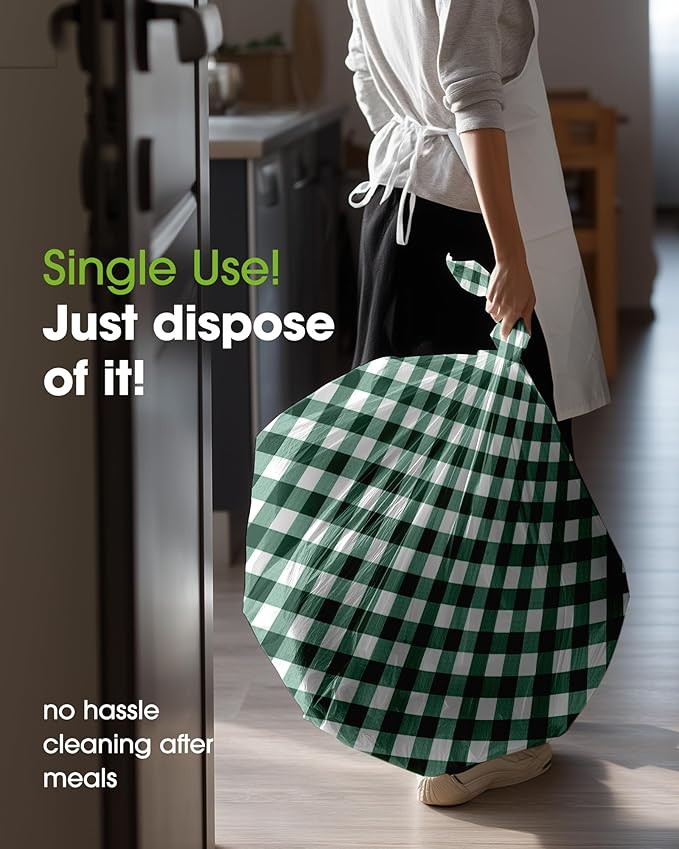 Pureegg Plastic Table Cloth Disposable 8 Pack, 54 x 108 Inch Table Cloths, Easter Party, Picnic, Wedding, Decorative Tablecloths, Rectangle, Baby Blue Plastic Cover, Leakproof & Sturdy, Green Plaid