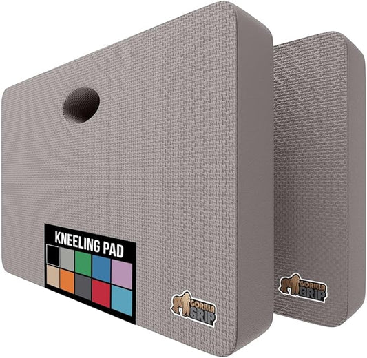 GORILLA GRIP Extra Thick Patent Pending Garden Kneeling Pad, 17.5 x 11 Inch Supportive Soft Foam Knee Cushioning for Gardening, Water Resistant, Bathing Baby Working Supplies, Lightweight, 2 Pack Gray