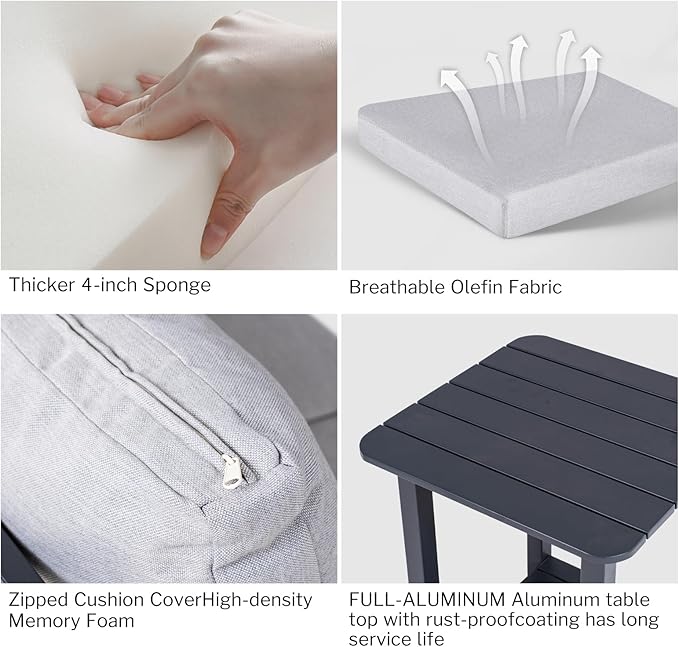 Aluminum Outdoor Swivel Rocking Chairs 2 Piece Set，Swivel Patio Chairs for Porch Deck Balcony Garden (Dark Grey)