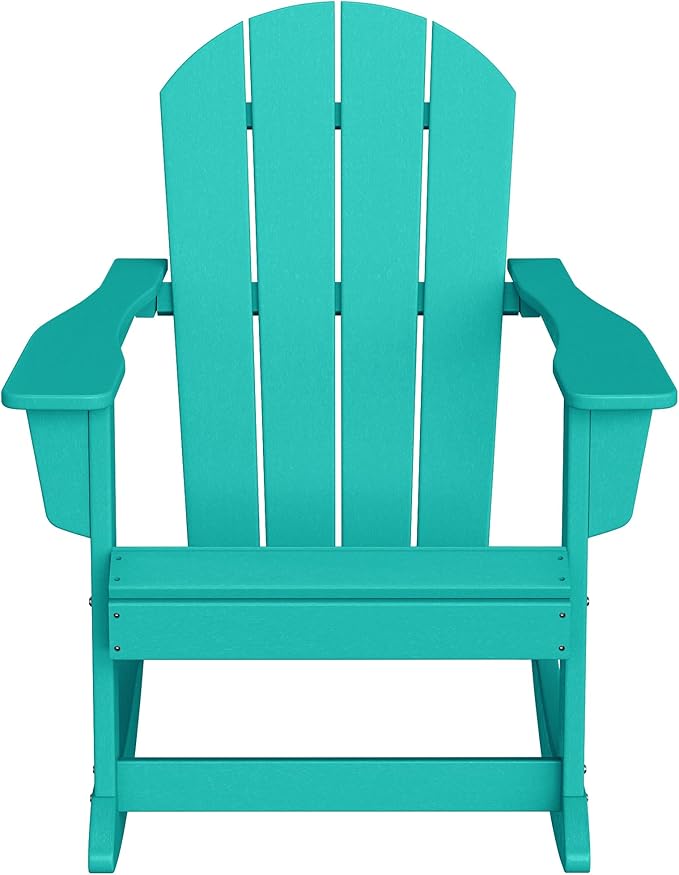 WO Home Furniture Adirondack Chairs Table Set of 3 PCS Outdoor Folding Chairs Side End Table Weather/UV Resistant for Lawn, Garden, Bon Fire, Balcony (Turquoise)